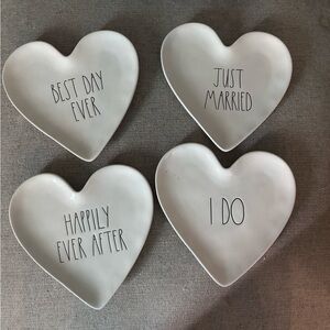 Rae Dunn 4 Piece Wedding Heart Plate Set